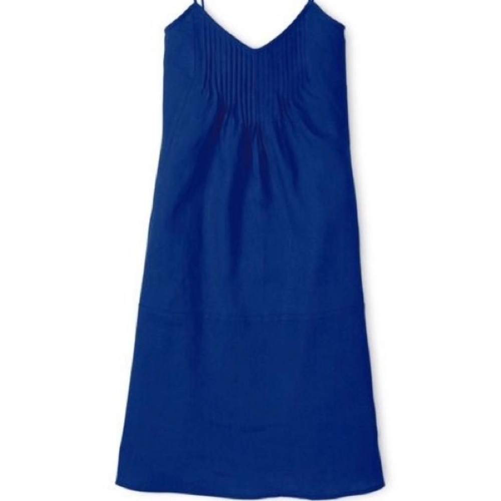 NWT Boden Blue Linen Pintuck Dress Size 16R WH834